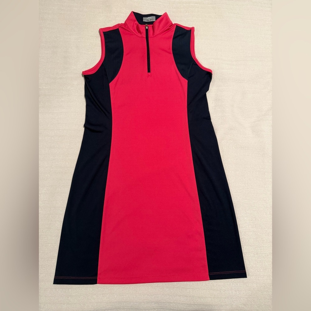 Callaway Pink and Black Quarter Zip Dress